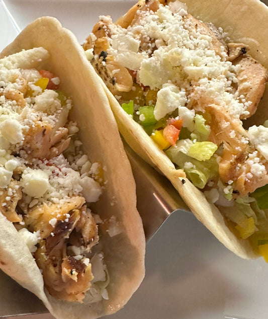 Grilled Salmon Tacos with Goat Cheese and Cilantro Lime Crema