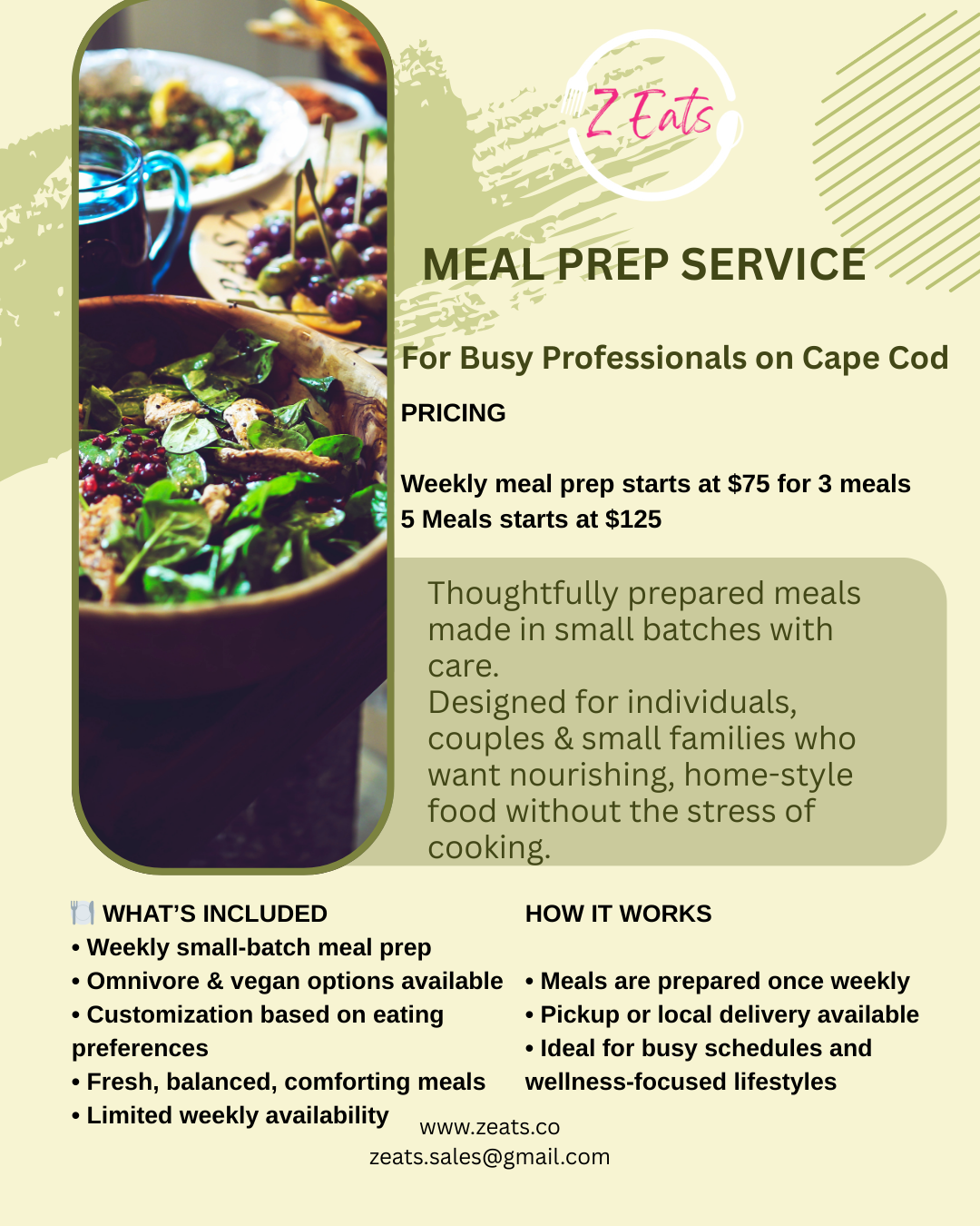 Z Eats Weekly Meal Prep for Individuals and Families